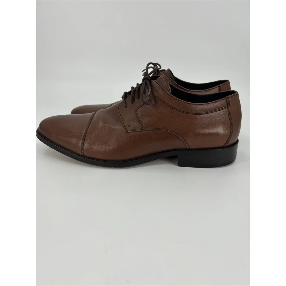 Johnston & Murphy Mens Brown Leather Cap Toe Oxford‎ Dress Shoes 24-9150